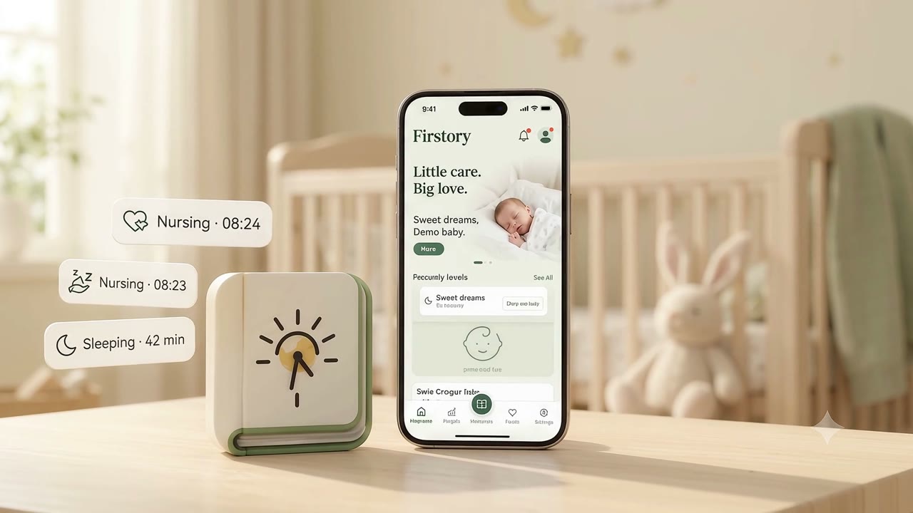 Firstory 产品短片：温暖的婴儿房中展示 App